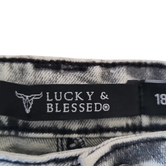 Lucky & Blessed Jeans Womens Acid Wash Wide Leg Denim Retro Hippie Flared Pants - Picture 6 of 13